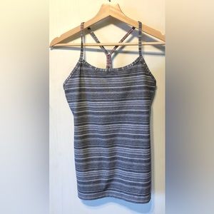 Grey striped Lululemon athletic tank top